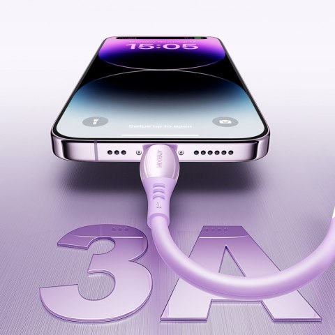 Kabel przewód USB-A - iPhone Lightning Vibrant Series 3A 1.2m - fioletowy