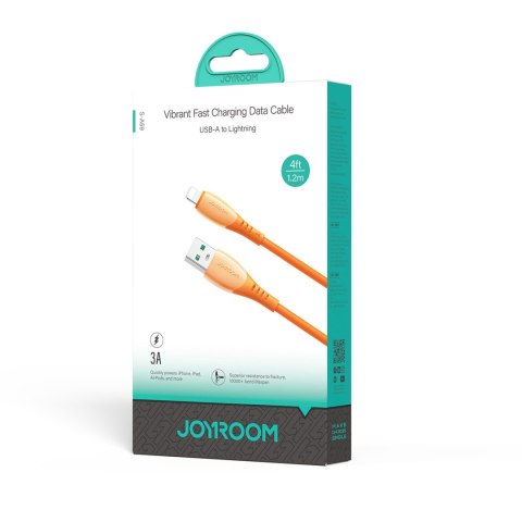 Kabel przewód USB-A - iPhone Lightning Vibrant Series 3A 1.2m - pomarańczowy