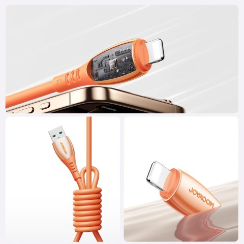Kabel przewód USB-A - iPhone Lightning Vibrant Series 3A 1.2m - pomarańczowy
