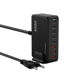 Stacja ładująca biurkowa 3x USB-A 5x USB-C GaN QC3 440W - czarna