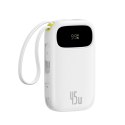 Powerbank 10000mAh 45W FC31 Qpow 3 z wyświetlaczem kablami USB-C iPhone Lightning - biały