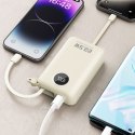 Powerbank K14+ 20000mAh 22.5W USB-C USB-A z wbudowanymi kablami iPhone Lightning USB-C - biały