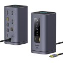 Stacja dokująca HUB 11w1 USB-C USB-A HDMI RJ45 Minijack 3.5mm - szara