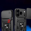 Etui pancerne z podstawką i osłoną aparatu na iPhone 17 Pro Hybrid Armor Camshield - czarny