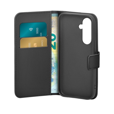 Etui z ekoskóry z klapką i portfelem do Samsung Galaxy S25+ Booklet Case - czarne