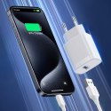 Ładowarka sieciowa USB-A 18W z kablem USB-A - USB-C 1m - biała