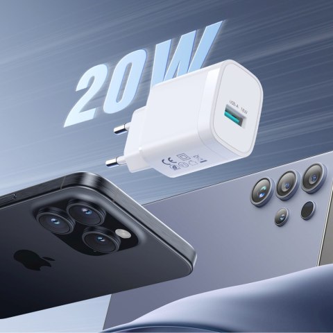 Ładowarka sieciowa USB-A 18W z kablem USB-A - USB-C 1m - biała