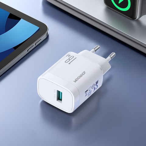 Ładowarka sieciowa USB-A 18W z kablem USB-A - USB-C 1m - biała