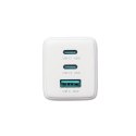 Ładowarka sieciowa USB-C USB-A GaN 65W z kablem USB-C 100W 1.2m - biała