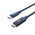 Kabel przewód USB-C z wyświetlaczem PD 60 W 1.2 m - niebieski