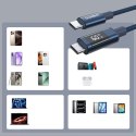 Kabel przewód USB-C z wyświetlaczem PD 60 W 1.2 m - niebieski