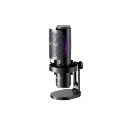 Mikrofon przewodowy ze statywem biurkowym K9 108dB RGB USB-C - czarny