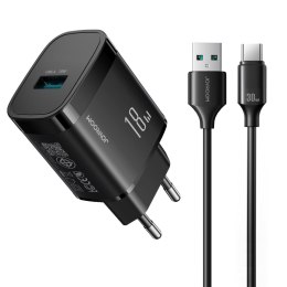 Ładowarka sieciowa USB-A 18W z kablem USB-A - USB-C 1m - czarna