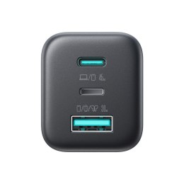 Ładowarka sieciowa USB-C iPhone Lightning USB-A GaN 45W - czarna