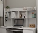 Biurko KUBA Z NADSTAWKĄ BIAŁE + Fotel REMUS BIAŁY Zestaw 6 Szuflad