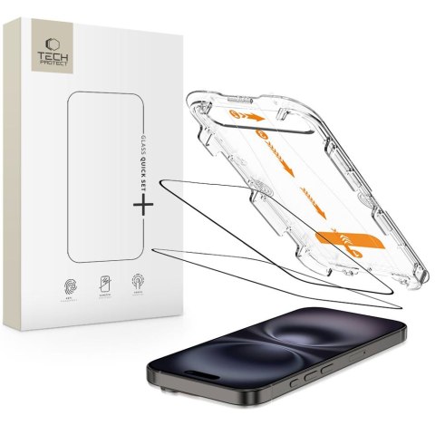 Szkło hartowane na iPhone 15 / 16 z ramką instlacyjną Quick Set+ - 2 szt.