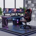 Zestaw BIURKO DANY Narożne ANTRACYT / DĄB ARTISAN + Fotel DRIFT CZERWONY