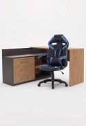 Zestaw BIURKO DANY Narożne ANTRACYT / DĄB ARTISAN + Fotel DRIFT NIEBIESKI