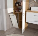 Szafka Łazienkowa NEL 1K DD Regał Słupek Kosz Na Pranie DĄB ARTISAN / BIEL POŁYSK