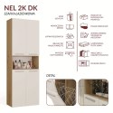 Szafka Łazienkowa NEL 2K DK Regał Słupek 2 Kosze Na Pranie BIEL DĄB ARTISAN