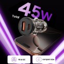 Ładowarka samochodowa USB-A USB-C 45 W - czarna