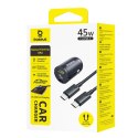 Ładowarka samochodowa USB-C z kablem USB-C 45W 1m - czarna