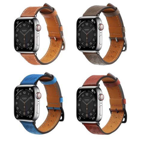 Pasek skórzany opaska bransoleta do Apple Watch 38 / 40 / 41 mm - ciemnobrązowy