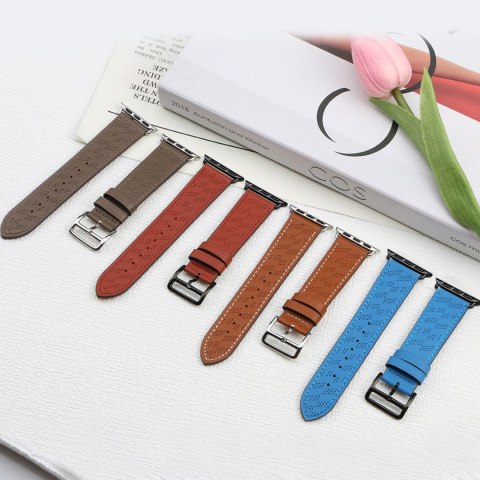 Pasek skórzany opaska bransoleta do Apple Watch 38 / 40 / 41 mm - ciemnobrązowy