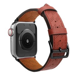 Pasek skórzany opaska bransoleta do Apple Watch 38 / 40 / 41 mm - czerwony