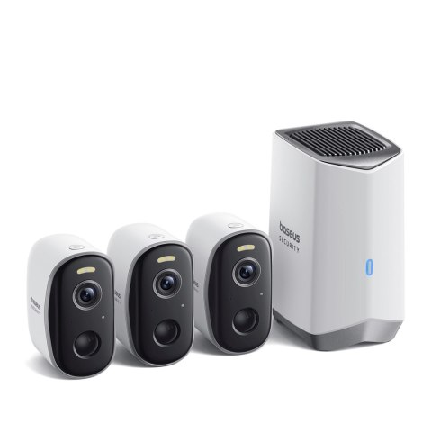 Zestaw do monitoringu zewnętrzny 3 kamery stacja bazowa 2K 16GB 7800mAh - biały