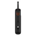 Power bank 10000mAh QPow 2 30W z wbudowanymi kablami USB-C - czarny