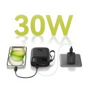 Power bank 10000mAh QPow 2 30W z wbudowanymi kablami USB-C - czarny