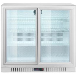 Lodówka chłodziarka barowa z 2 drzwiami suwanymi LED 150 l 160 W 90x52x84 cm - srebrna