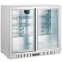 Lodówka chłodziarka barowa z 2 drzwiami suwanymi LED 150 l 160 W 90x52x84 cm - srebrna