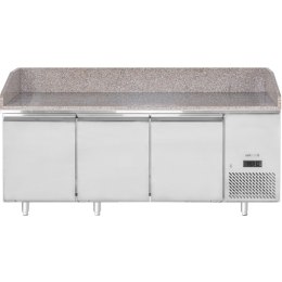 Stół chłodniczy do pizzy z granitowym blatem rantem 3-drzwiowy 375 l 400 W 201x80x88 cm