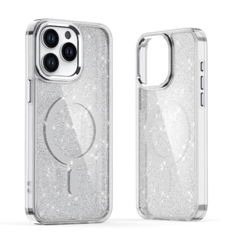 Etui pokrowiec na iPhone 16 Pro Glitter Case MagSafe - białe z brokatem