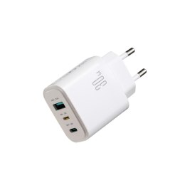 Ładowarka sieciowa USB-A USB-C USB-L JR-TG6 GaN 30W - biała