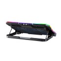 Podstawka chłodząca gamingowa pod laptop z uchwytem na telefon RGB - czarna
