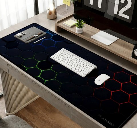 Podkładka biurkowa gamingowa wodoodporna 800x300mm - czarne sześciokąty