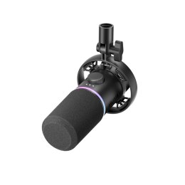 Mikrofon dynamiczny gamingowy przewodowy USB XLR RGB - czarny
