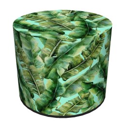 Pufa dekoracyjna, Bertoni, nadruk Ibiza Day - okrągła pufa do salonu, przedpokoju, walec 40cm, elegancka, zamek błyskawiczny, mo