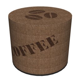 Pufa dekoracyjna, Bertoni, nadruk Jute Coffee - okrągła pufa do salonu, przedpokoju, walec 40cm, elegancka, zamek błyskawiczny, 