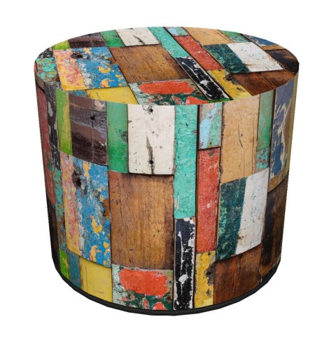 Pufa dekoracyjna, Bertoni, nadruk Mexico - okrągła pufa do salonu, przedpokoju, walec 40cm, elegancka, zamek błyskawiczny, możli