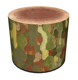 Pufa dekoracyjna, Bertoni, nadruk Platan - okrągła pufa do salonu, przedpokoju, walec 40cm, elegancka, zamek błyskawiczny, możli