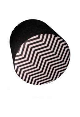 Pufa dekoracyjna, Bertoni, nadruk ZigZag - okrągła pufa do salonu, przedpokoju, walec 40cm, elegancka, zamek błyskawiczny, możli