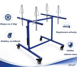 Mobilny stojak lakierniczy do felg BITUXX 4 felgi max 100kg
