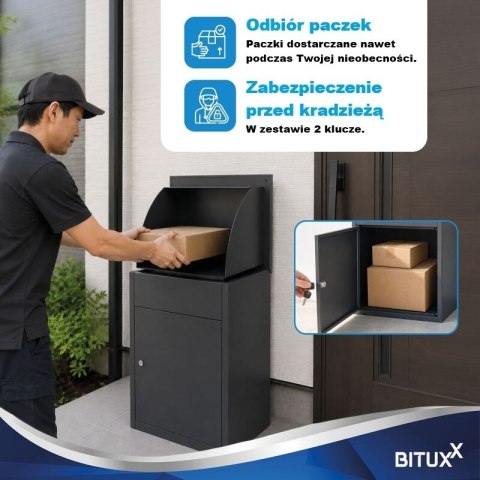 Skrzynka na paczki M z klapą zabezpieczającą zamykana na klucz
