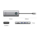 HUB 8w1 USB-C - USB-A USB-C HDMI SD microSD RJ45 mini jack PD 100W 4K 60Hz - szary