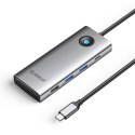 HUB 8w1 USB-C - USB-A USB-C HDMI VGA RJ45 PD 100W 4K 60Hz 1000Mbps - szary