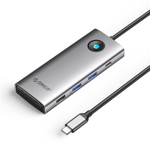 HUB 8w1 USB-C - USB-A USB-C HDMI VGA RJ45 PD 100W 4K 60Hz 1000Mbps - szary